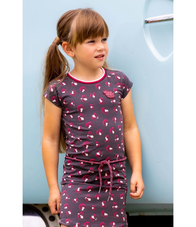 Quapi Meisjes jurk - Maaike - AOP grijs animal