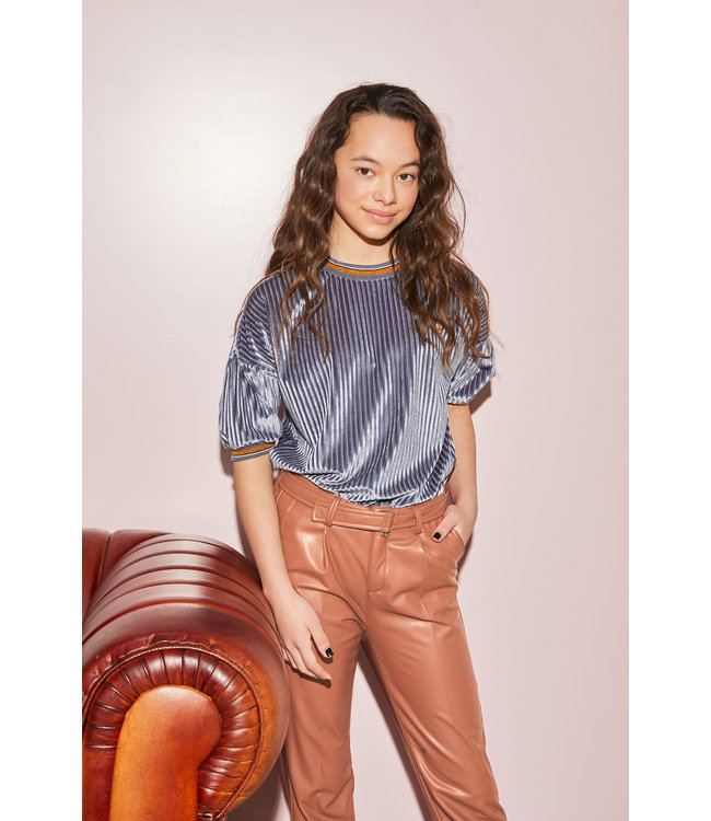 NoBell Meisjes broek PU + riem - Sylver - Soft Copper
