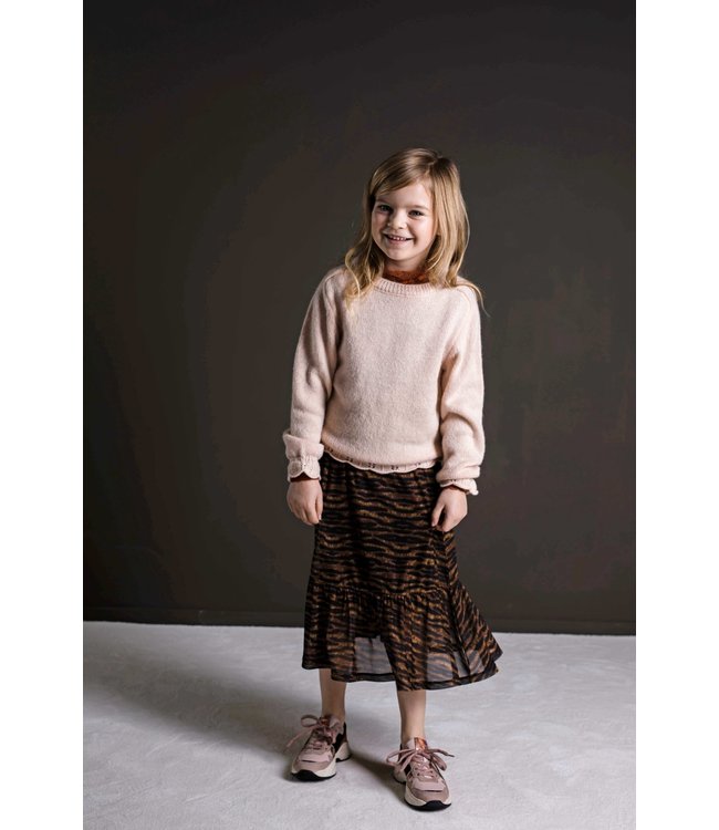 Like Flo Meisjes rok - AOP mesh lang - Camel