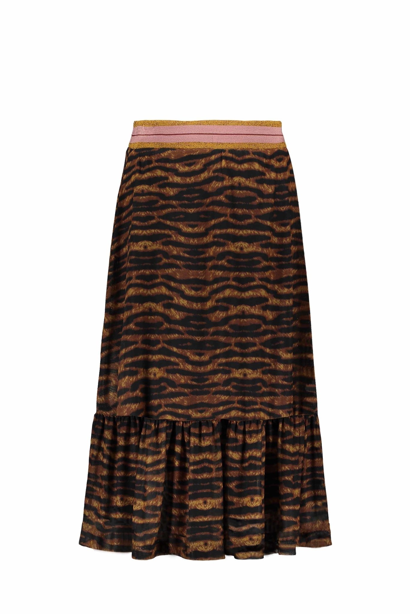 Like Flo Meisjes rok - AOP mesh lang - Camel afbeelding