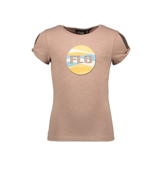 Like Flo Meisjes t-shirt open schouder - Taupe