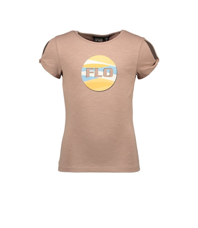 Like Flo Meisjes t shirt open schouder Taupe