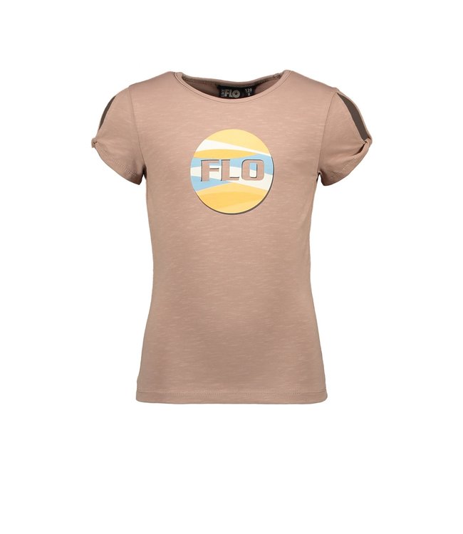 Like Flo Meisjes t-shirt open schouder - Taupe