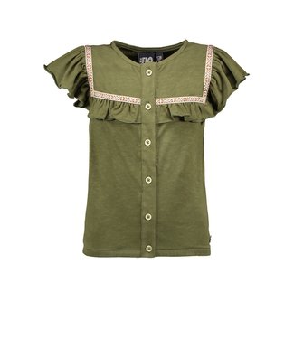 Like Flo Meisjes blouse fancy ruffel - Olive