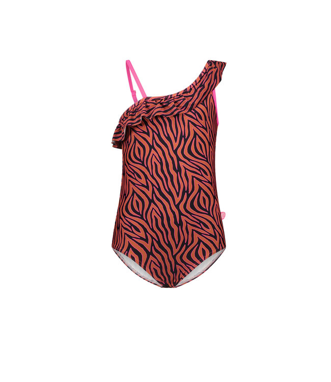 stil bak consumptie Just Beach - Meisjes badpak - Caramel zebra - merkmeisjeskleding.nl