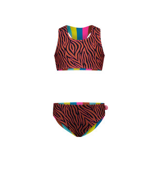 Just Beach Meisjes reversibel bikini sportief - Caramel zebra