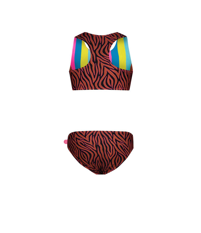 Just Beach Meisjes reversibel bikini sportief - Caramel zebra