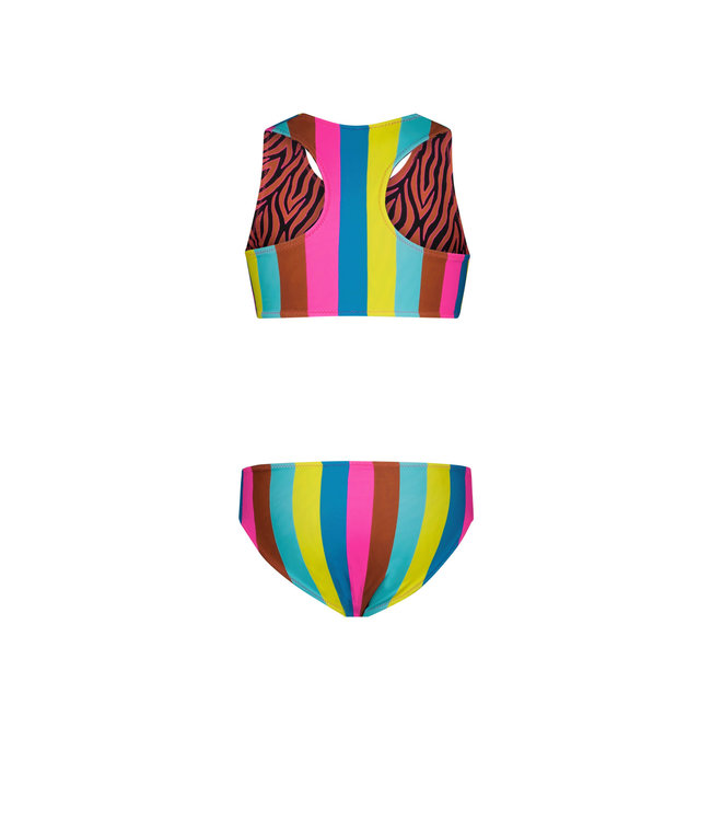 Just Beach Meisjes reversibel bikini sportief - Caramel zebra