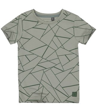 LEVV Little Jongens t-shirt - Vasco - AOP Bos groen geomatric