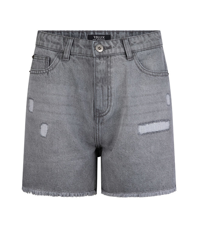 Rellix Meisjes jeans short - high waist - Used grijs denim