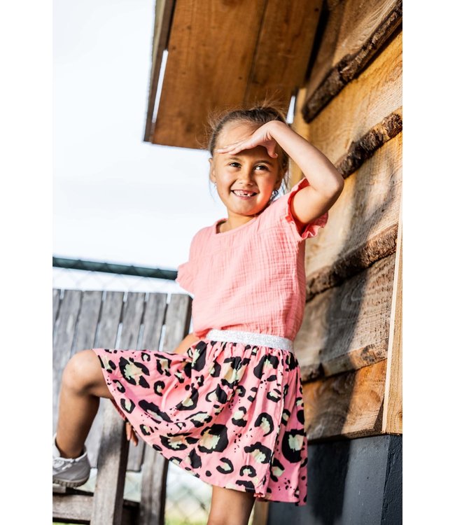 Quapi Meisjes rok - Maud - AOP poppy roze animal