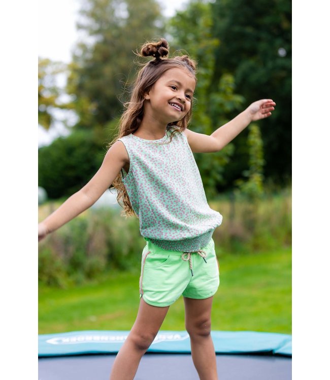 Quapi Meisjes top - Marjo - AOP zomer groen bloemen