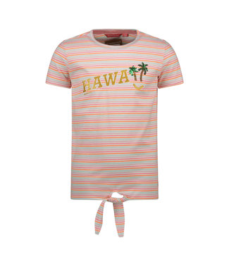 Tygo & Vito Meisjes t-shirt gestreept hawaii - Sugar Plum