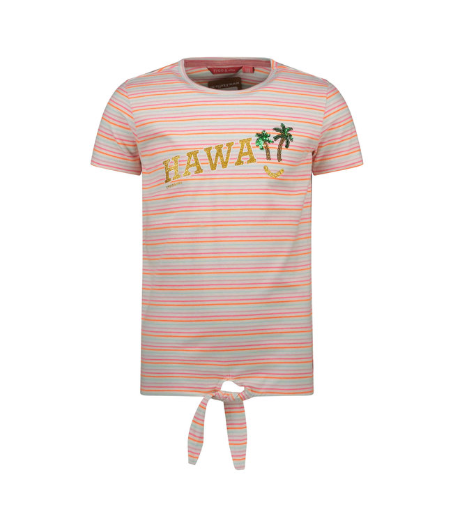 Tygo & Vito Meisjes t-shirt gestreept hawaii - Sugar Plum