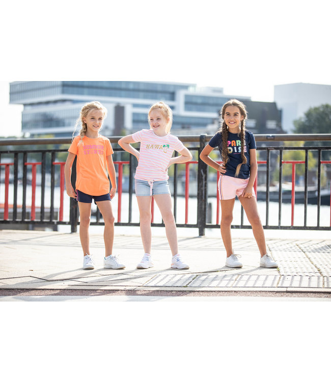 Tygo & Vito Meisjes t-shirt gestreept hawaii - Sugar Plum