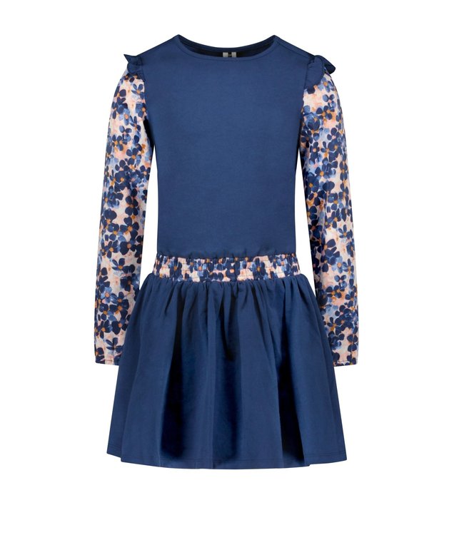B.Nosy Meisjes jurk met floral AOP - Night blauw
