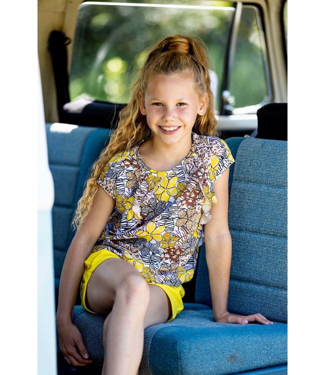 Quapi Meisjes t-shirt - Megan - AOP zand animal bloemen