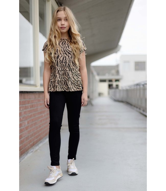 LEVV Meisjes blouse - Tess - AOP Camel zebra