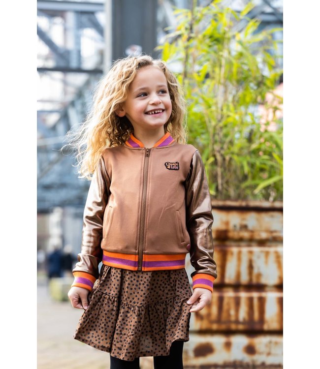 Quapi Meisjes rok - Riona - AOP bruin fudge stippen