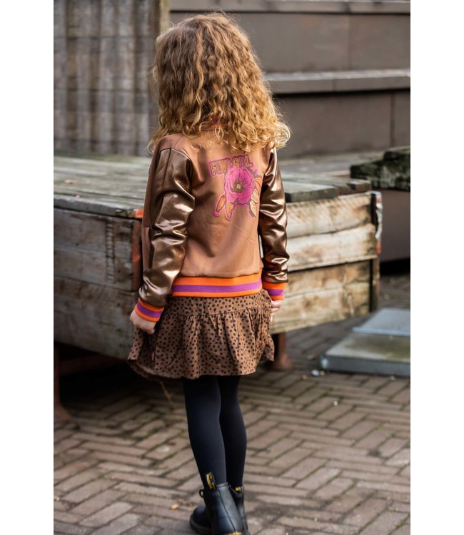 Quapi Meisjes rok - Riona - AOP bruin fudge stippen