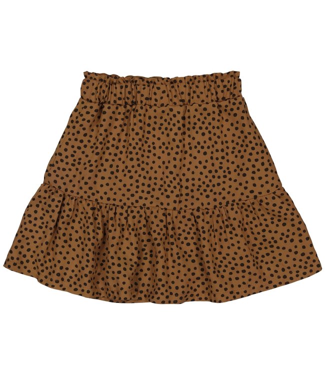 Quapi Meisjes rok - Riona - AOP bruin fudge stippen