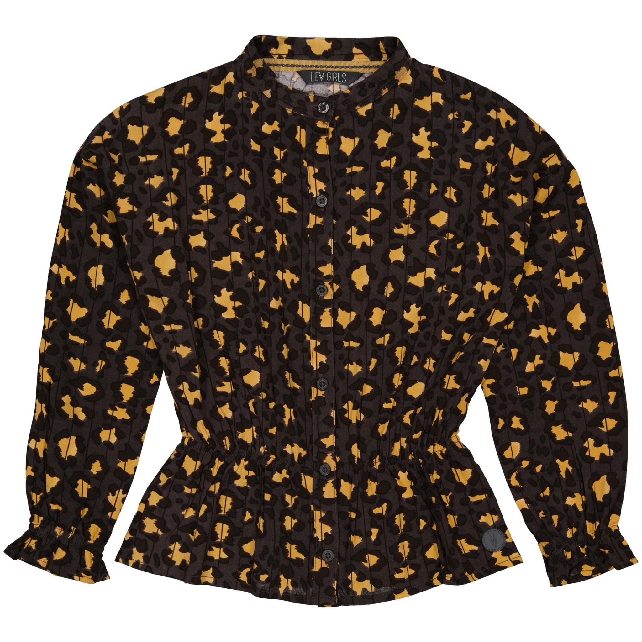 LEVV Meisjes blouse - Angie - AOP grijs luipaard