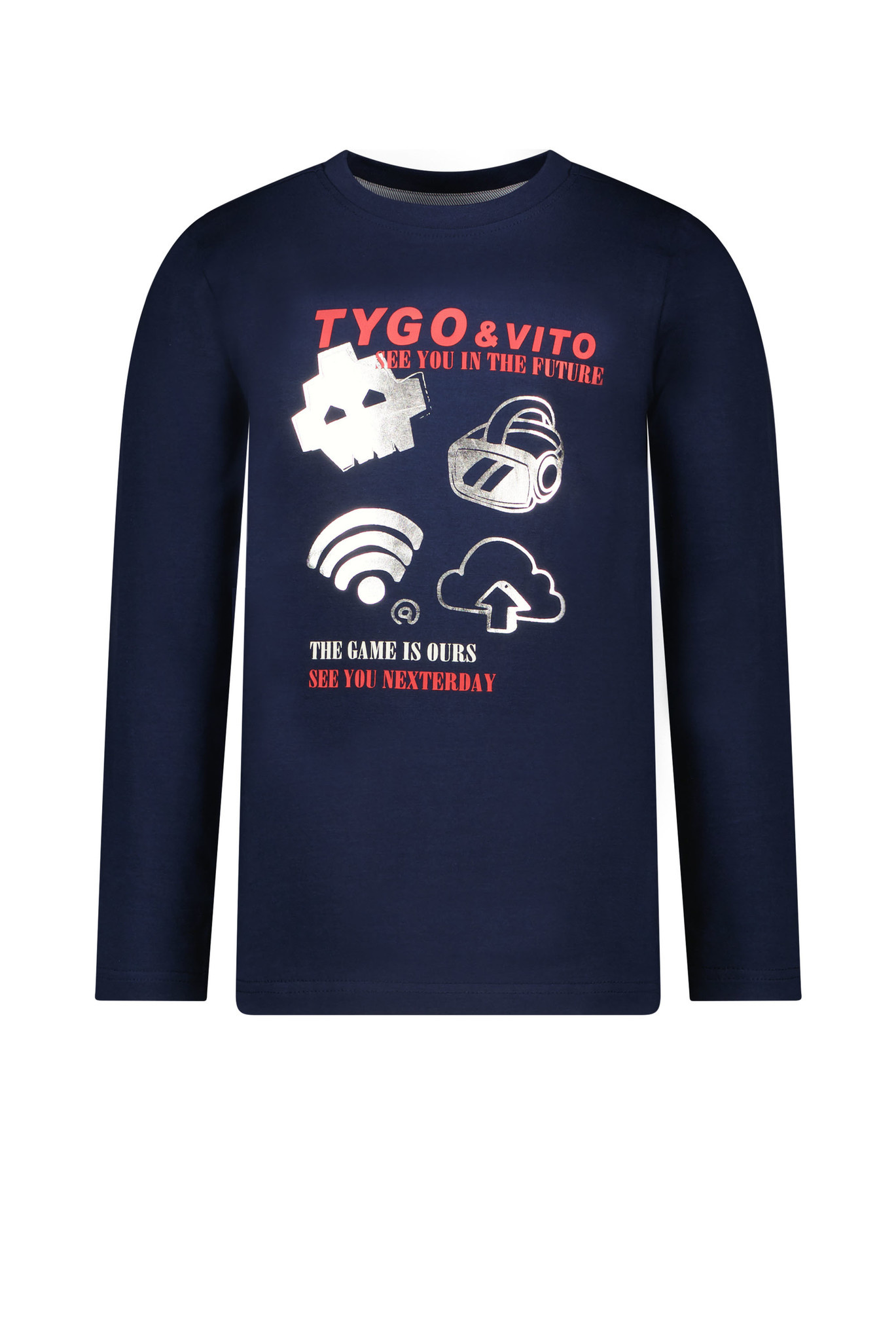 Tygo & Vito Jongens shirt 'See you' - Navy blauw