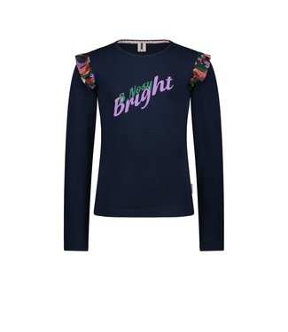 B.Nosy Meisjes shirt mesh ruffels - Navy blauw