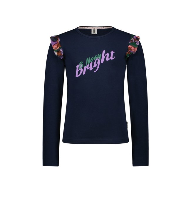 B.Nosy Meisjes shirt mesh ruffels - Navy blauw