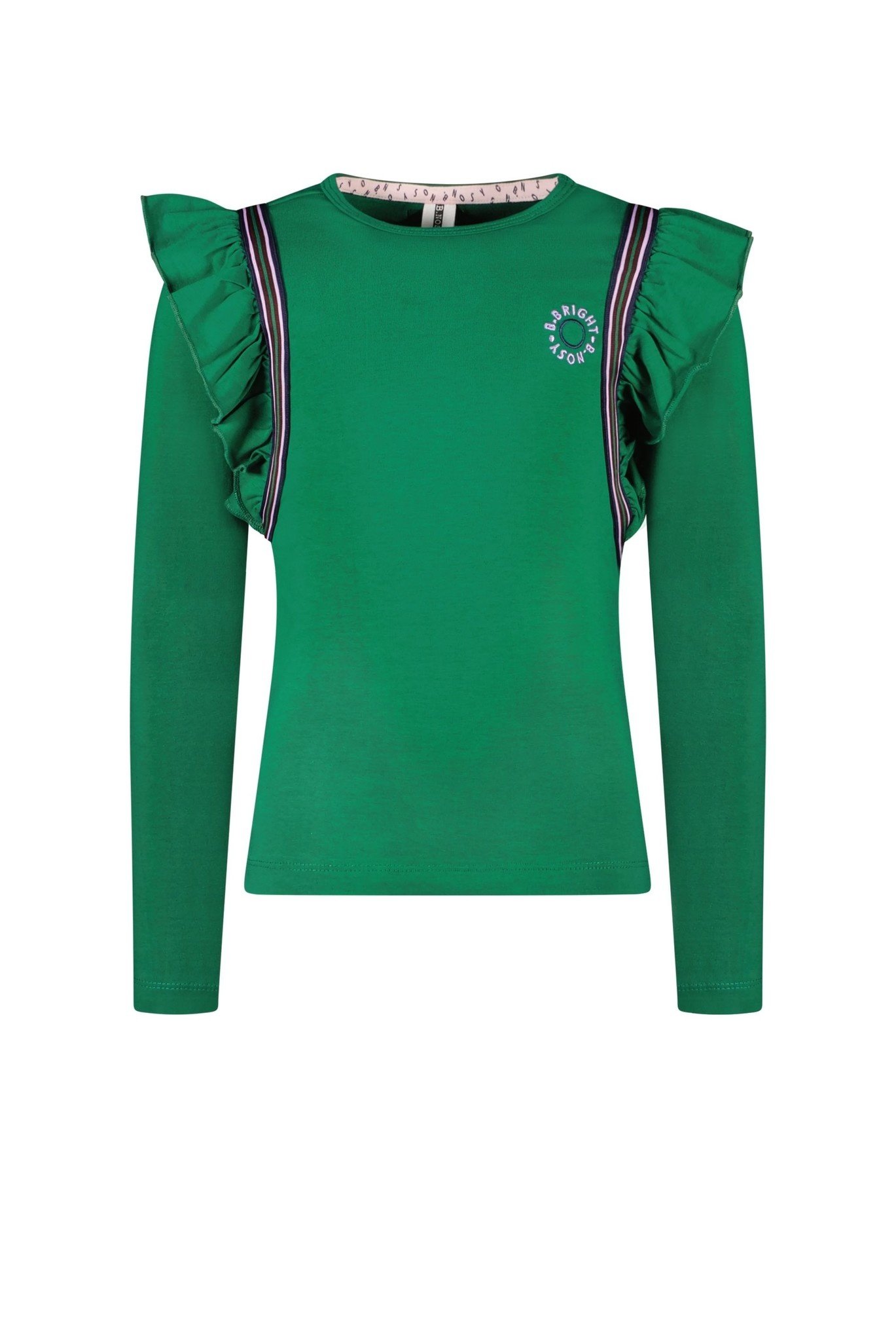 B.Nosy Meisjes shirt ruffel - Emerald groen