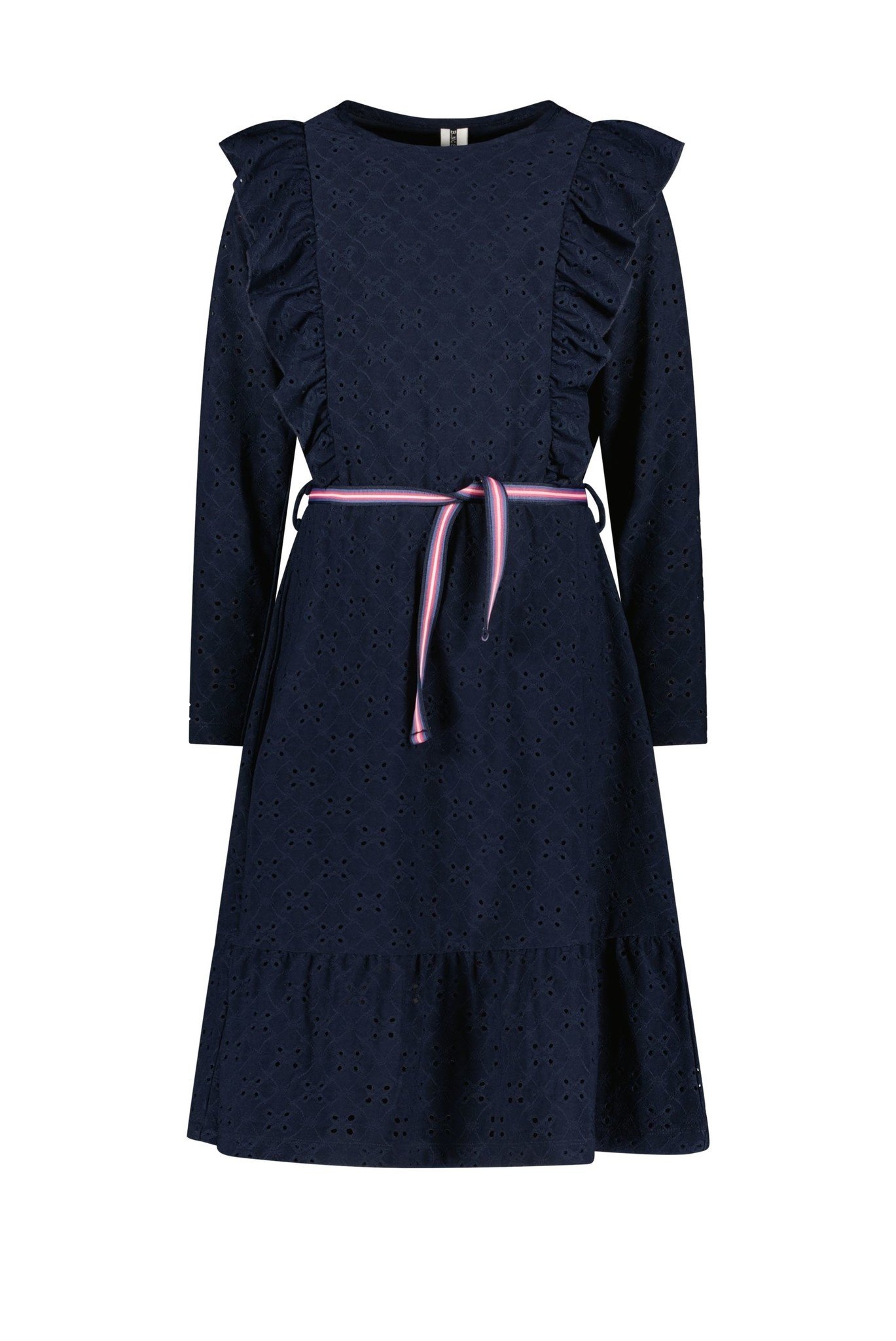 B.Nosy Meisjes jurk broderie - Navy blauw