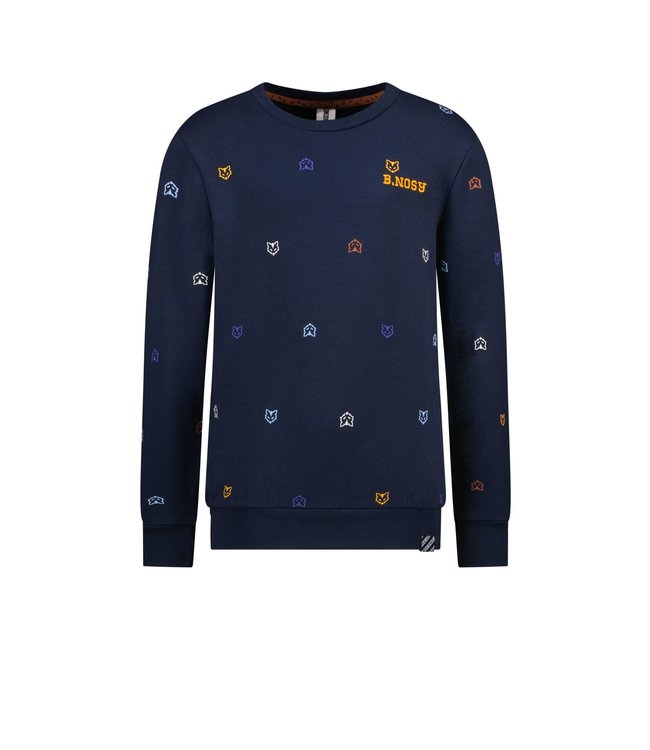 B.Nosy Jongens sweater AOP vos - Navy blauw