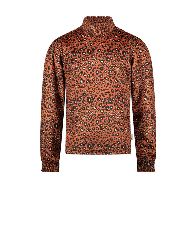 Moodstreet Meisjes top AOP velours - Warm oranje