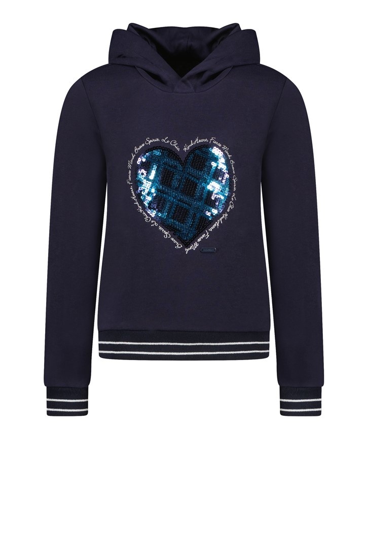 Le Chic Meisjes sweater pailletten hart - Odera - Donker navy blauw