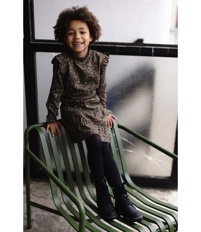 LEVV Meisjes jurk - Aida - AOP groen luipaard