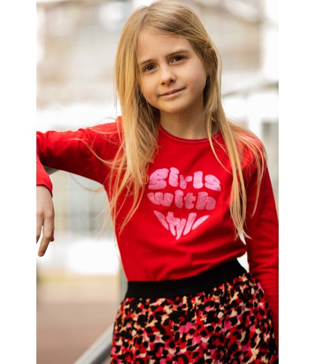 Quapi Meisjes rok - Rune - AOP luipaard roze