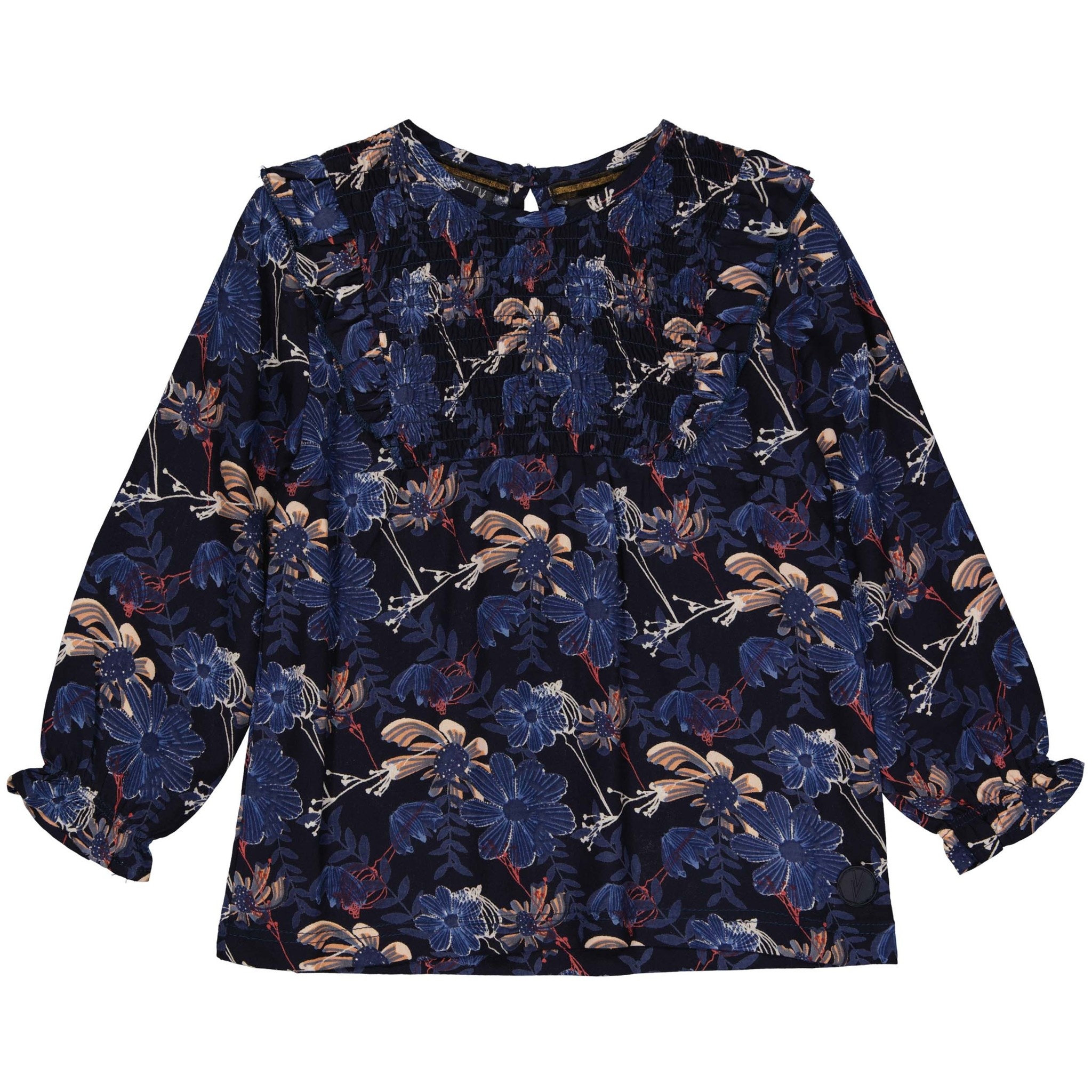 LEVV Little Meisjes blouse - Birgit - AOP donker blauw bloemen afbeelding
