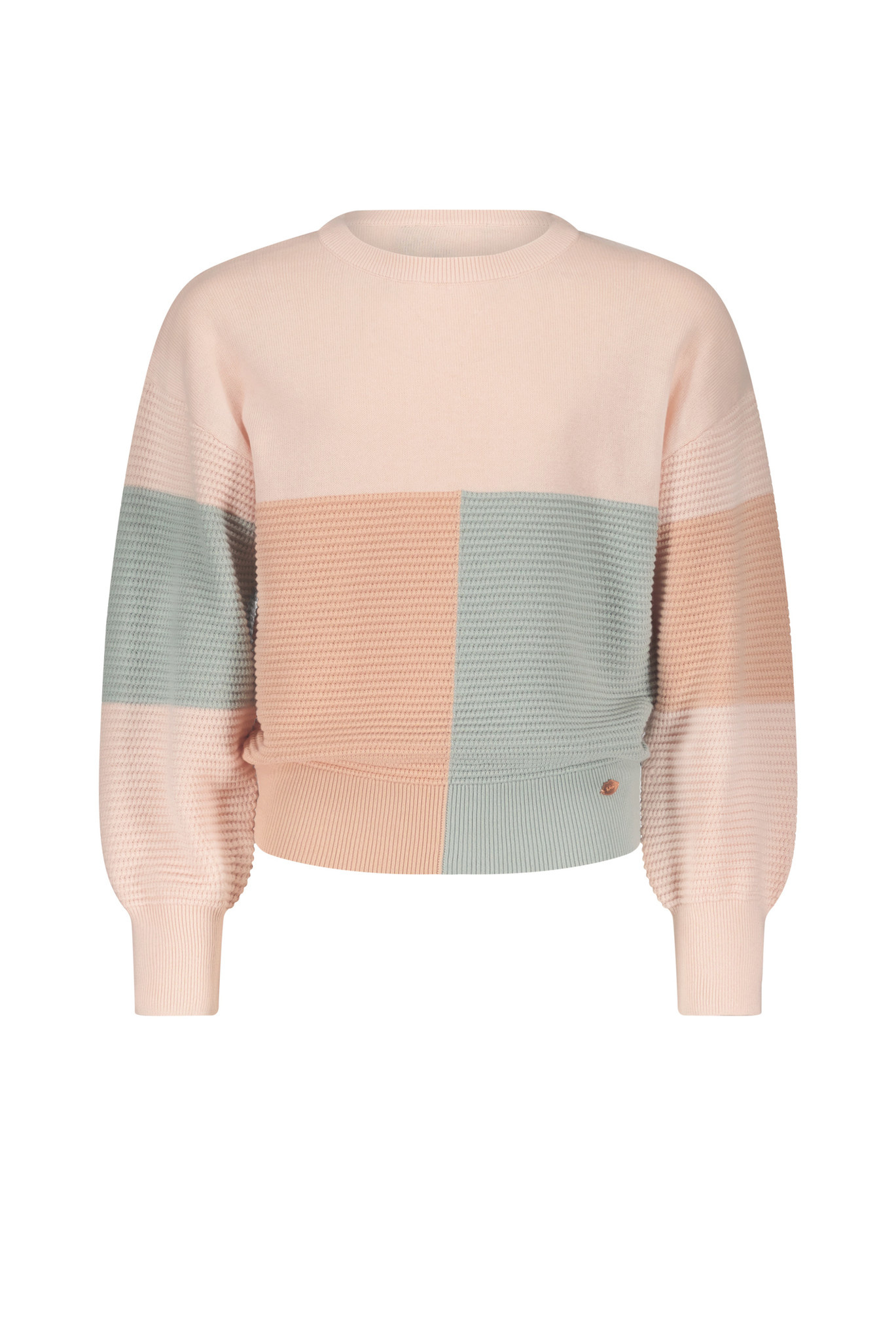Nobell Keson Colorblock Knitted Sweater Truien & Vesten Meisjes - Sweater - Hoodie - Vest- Roze - Maat 158/164
