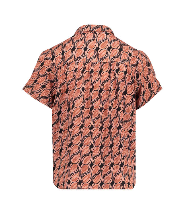 Geisha Meisjes blouse AOP - licht terra/zwart