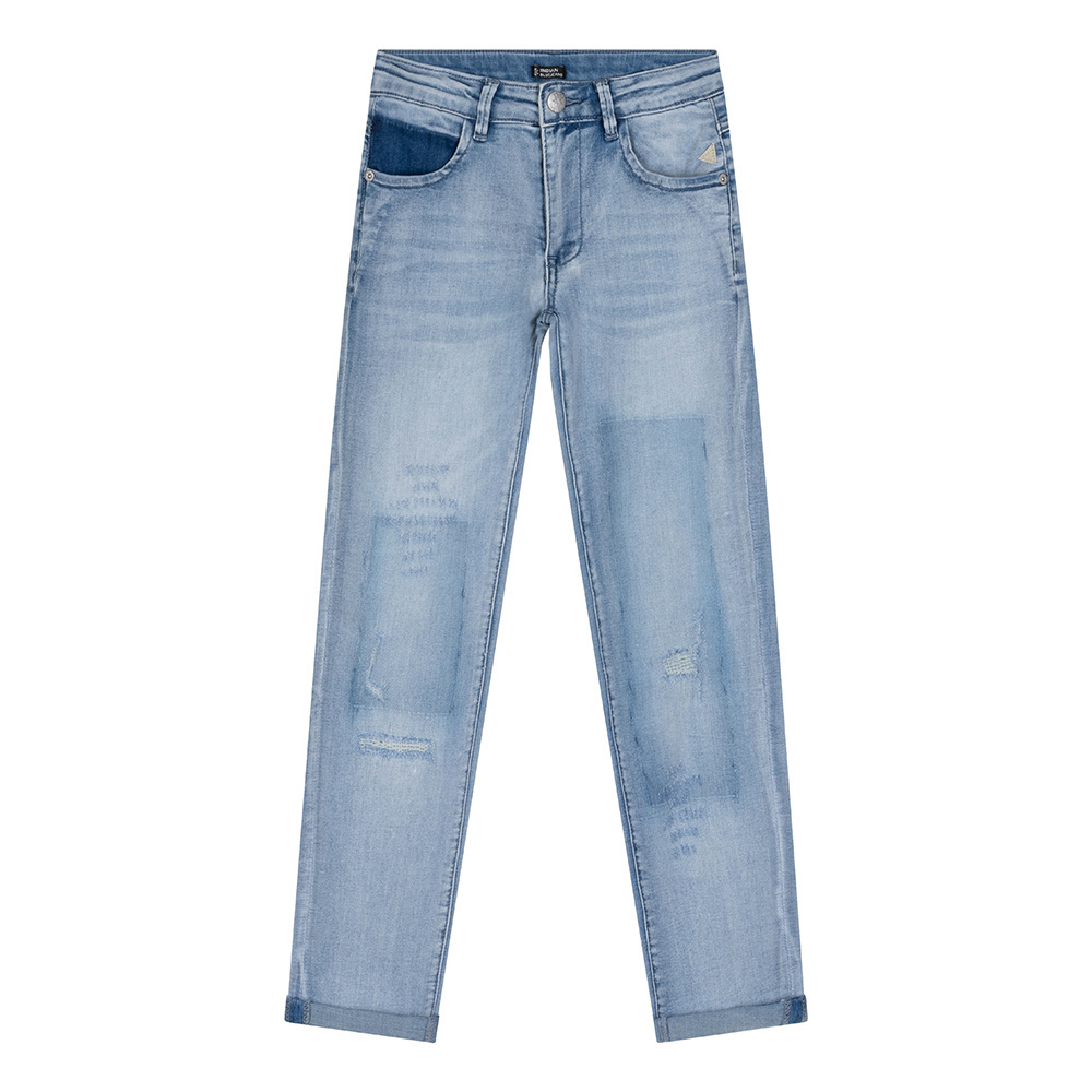 Indian Blue Jeans Blue Sue Damaged Straight Fit Jeans Meisjes - Broek - Blauw - Maat 134