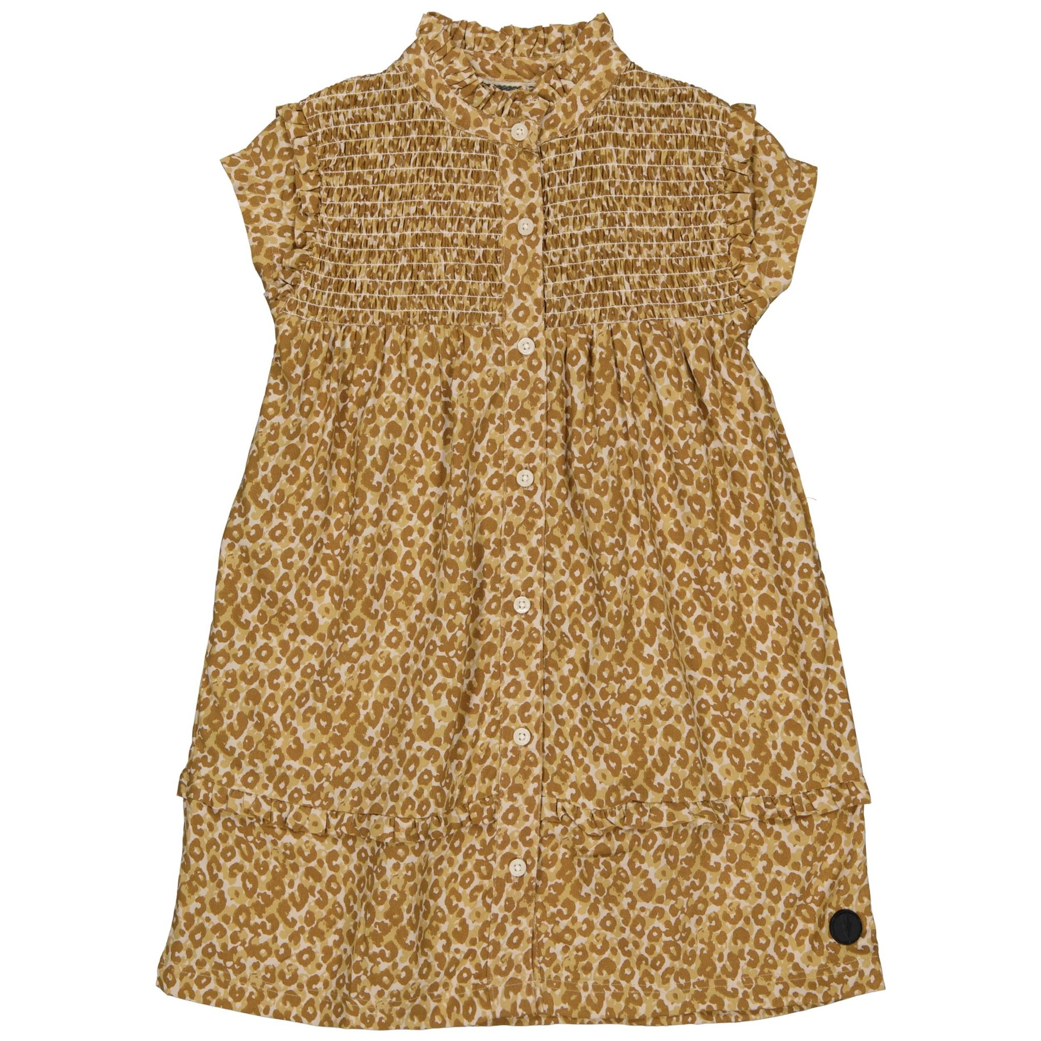 LEVV Little Meisjes jurk - Elbas - AOP Creme luipaard
