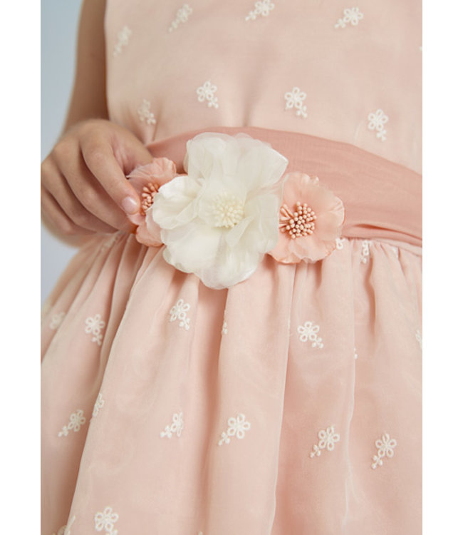 Abel & Lula Meisjes jurk organza borduursel - Roze