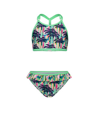 Just Beach Meisjes bikini AOP ruffel - Tropical palms