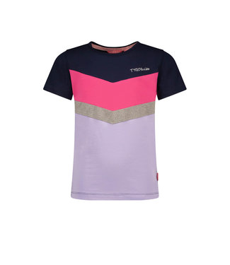 Tygo & Vito Meisjes t-shirt colorblock - Navy blauw