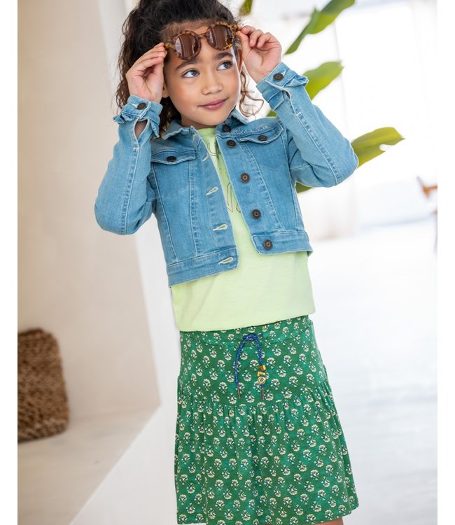 Like Flo Meisjes rok crepe - Groen bloemen