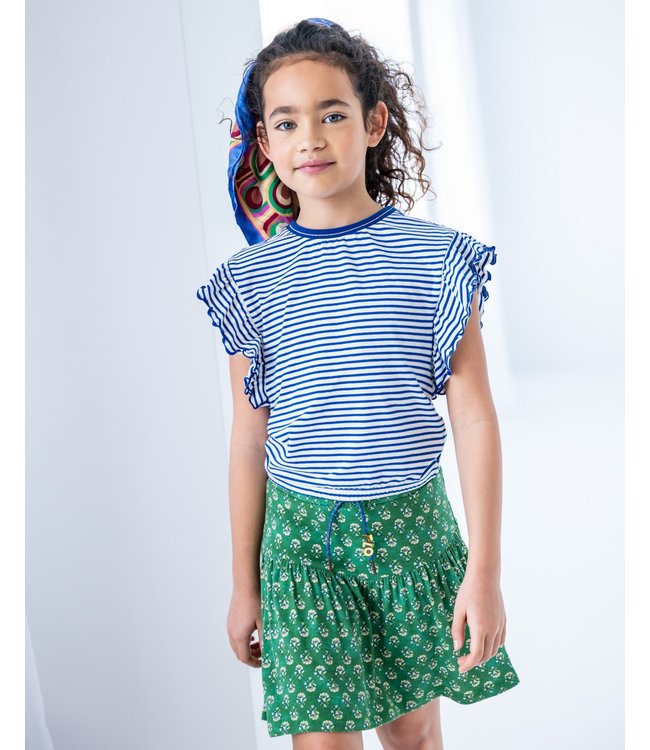 Like Flo Meisjes rok crepe - Groen bloemen