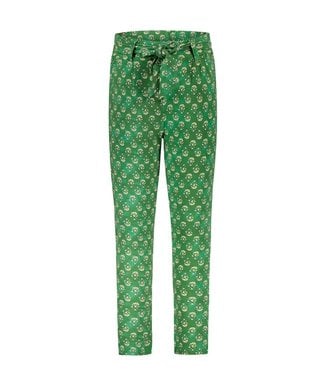 Like Flo Meisjes broek met riem - Groen bloemen