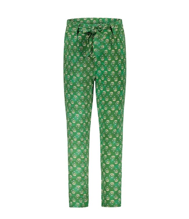 Like Flo Meisjes broek met riem - Groen bloemen