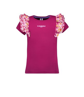 B.Nosy Meisjes t-shirt met ruffel - Festival fuchsia