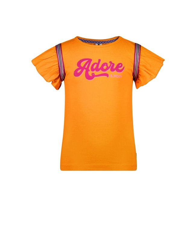 B.Nosy Meisjes t-shirt ruffel mouwen - Calm oranje
